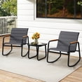 thumbnail image 1 of Costway 3 PCS Outdoor Rocking Bistro Set with Tempered Glass Table Metal Frame Soft Cushions, 1 of 10