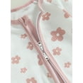 thumbnail image 6 of Wassery Baby Girls Footies Rompers Long Sleeve Flower Print Zipper Bodysuits Jumpsuit Bow Headband 3 6 12 18 Months Newborn Infant Fall Clothes, 6 of 8