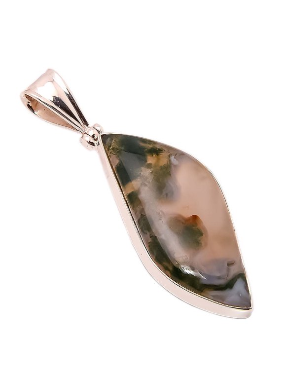Indian Moss Opal Solid 925 Sterling Silver Pendant Size 2.7"Natural Pendant, Gray Pendant, 925 Sterling Silver Pendant, Opal Pendant, Triangular Penda