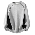 thumbnail image 1 of Chandail en Molleton Structural Haute Rue Automne Hiver, Col Rond Contrasté, Coupe Ample, Décontracté, pour Hommes, 1 of 4