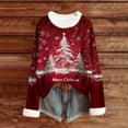 thumbnail image 3 of JTZGDY Womens Christmas Sweatshirts Fuzzy Trim Long Sleeve V Neck Xmas Wine Cup with Santa Hat/Glitter Xmas Tree Print Pullover Tops Fashion 2025 Crewneck Graphic Holiday Outfit Clothes Red#04 XXL, 3 of 5