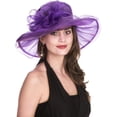 thumbnail image 3 of Kiibsot Women's Organza Church Kentucky Derby Hat Bridal Tea Party Wedding Hat Sun Hat, 3 of 3