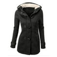 thumbnail image 2 of Kaondbfi Fashion Jacket for Women, Horn Button Fleece Thicken Coat with Hood Winter Warm Jacket Women's Winter Coat, 2 of 5