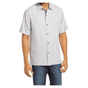 $140 Tommy Bahama Giovanni Short Sleeve Silk Shirt , BALA SHARK, S