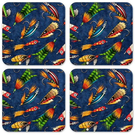 Vinyl Drink Coasters - Set of 4 - Fly Fishing Lures - Image by Dan Morris