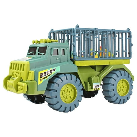 LeeQinersw Toy Truck, Dinosaur Transport Truck with Dinosaur Toys, Friction Cars, Activity Green