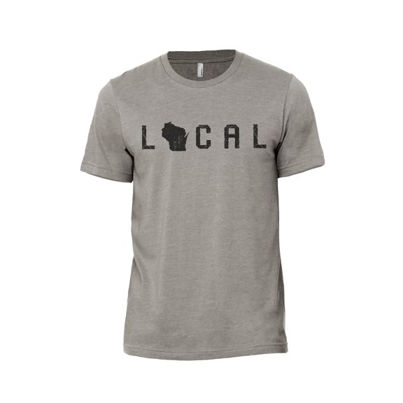 Local Wisconsin State Men's Modern Fit Fun Casual T-Shirt Printed Graphic Tee Military Grey Medium