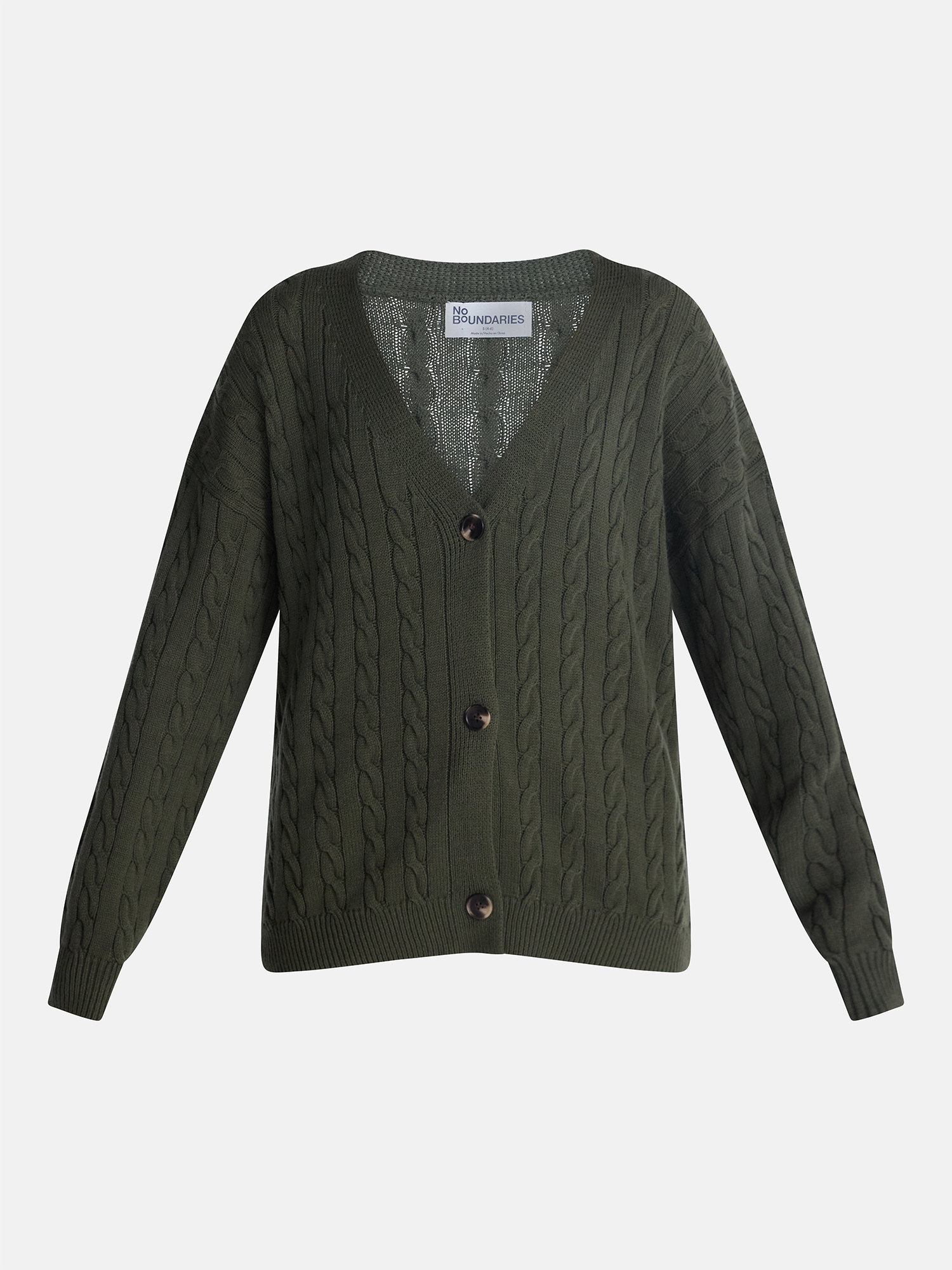 No Boundaries Cable Knit Grandpa Cardigan Women's photo 5