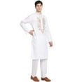 thumbnail image 5 of SKAVIJ Kurta Pajama Set for Men Long Sleeve Cotton Party CasualWhite S, 5 of 6