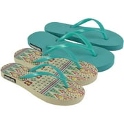 MUK LUKS Flat Flip Flops 2 Pair Packs