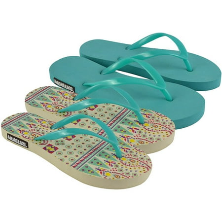 MUK LUKS Flat Flip Flops 2 Pair Packs