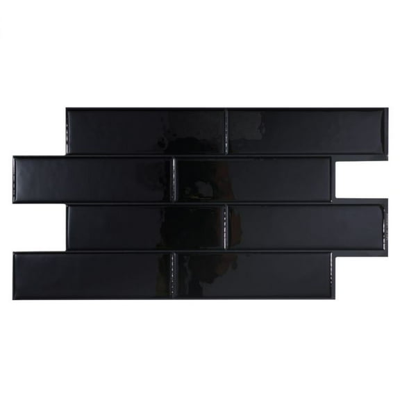 Smart Tiles Peel and Stick Backsplash, 5 Adhesive Tiles, Oslo Black, 22.56"x10.87"