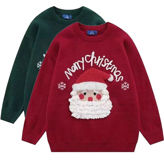KeShDi Christmas Sweaters for Men Men's Warm Sweater Christmas Off Shoulder Knitted Top Casual Men's Pullover Knitted Sweater Round Neck Sweater Green 3X