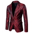 thumbnail image 1 of Faithtur Men's Dark Patterned Palace Style Western Body Fitting Formal One Button Blazer Shape Coat, 1 of 4