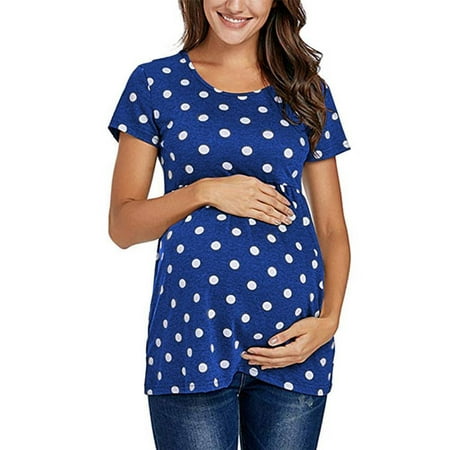 

YouLoveIt Womens Maternity Blouse Tops Short Sleeve Round Neck Shirts Maternity Nursing Blouse Tops Summer Casual Pregnancy Blouse Tee