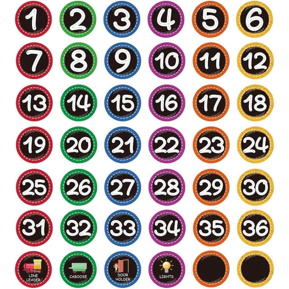 Spot Marker Sticker Splash Border Number Floor Sticker 1-36 Classroom Line Up Stickers 42 Pcs Numbers Stickers DIY Hopscotch Game Line Up Spots for Classroom Floor Nursery Chair Cabinet