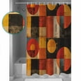 thumbnail image 4 of Red Orange Geometric Waterproof Fabric Shower Curtain, Vintage Oil Painting Abstract Art Shower Curtain for Bathroom Curtains Bathtubs Hotel Washable Shower Curtains with 12 Hooks Standard 66x72, 4 of 6