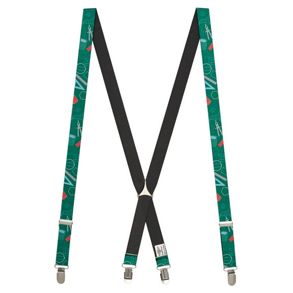 SuspenderStore Math Tools Suspenders - 1-Inch Wide Elastic - Clip - 2 Sizes
