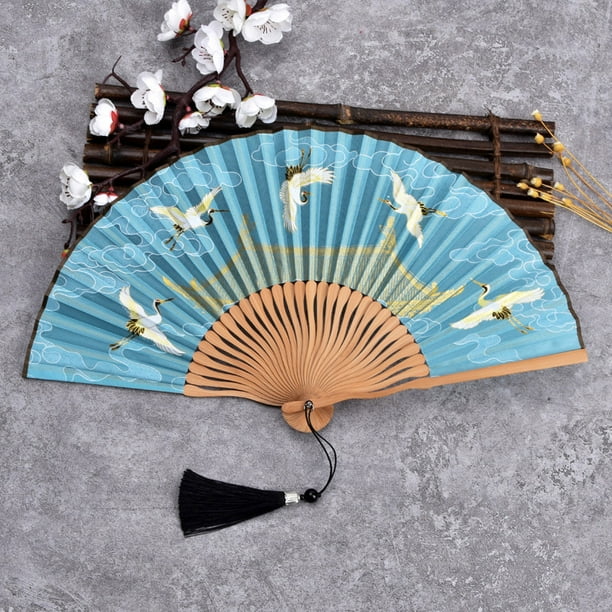 Abanico plegable con personajes Abanico de mano Abanico pequeño con grúa Abanico de regalo creativo cultural femenino
