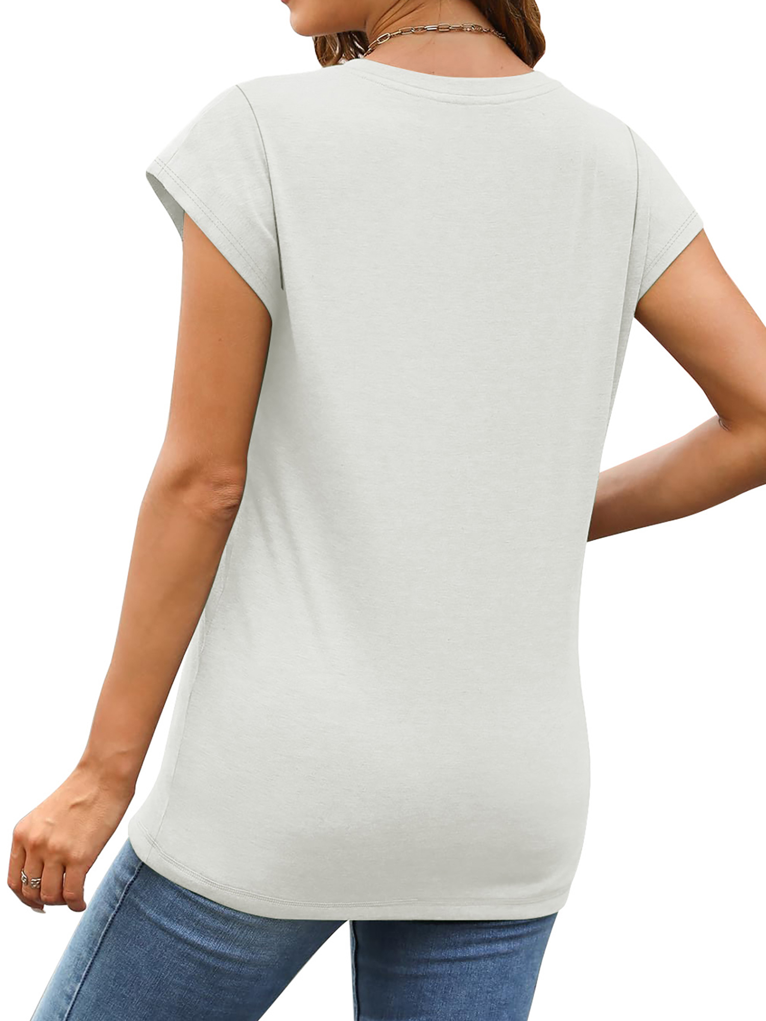MOSHU Casual Womens T-Shirts Basic Tops for Women Cap Sleeve Loose Tank Tops