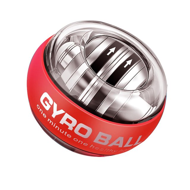 Gyro Power Ball - Bola de muñeca con medidor de potencia y rango de inicio automático, entrenador de fuerza muscular para brazos y manos, color rojo platino, sin LED