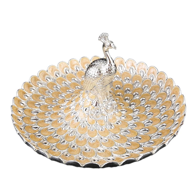 Plato de frutas, bandeja para cosméticos, joyas, almacenamiento de refrigerios, bandeja para servir, soporte de almacenamiento de tocador para bodas, Plata Naranja Amarillo