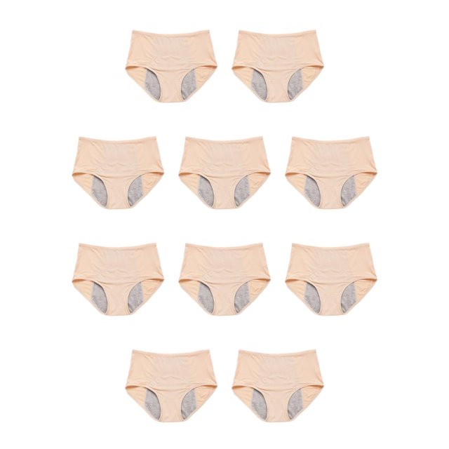 Jumpingount Calzoncillos de mujer a prueba de fugas de diseño Simple, ropa interior lavable de Color sólido para niñas, bragas Chinlon, ropa Albaricoque 6XL 10Conjunto