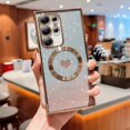 thumbnail image 4 of Magnetic Case for Samsung Galaxy S23 Ultra Luxury Plating Bling Gradient Glitter Cute Heart Cover Compatible with MagSafe Soft Clear Shockproof Protective Case for S23 Ultra 5g 6.8" (Gold), 4 of 12