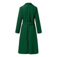 thumbnail image 5 of Rigardu Women's Faux Wool Coat Blouse Thin Coat Trench Long Jacket Ladies Slim Long Belt Elegant Overcoat Outwear Green + L, 5 of 7