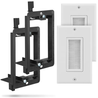 Fosmon (2 Pairs) Single Gang Wall Plate, Brush Style Opening Passthrough Cable Plate with Low Voltage Mounting Bracket