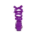 thumbnail image 4 of BLISSFUL STEP Women's Shoes Lace up Open Toe Low Heel Block Heel Sandals Purple 6, 4 of 8