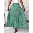 thumbnail image 4 of MORTTIC Women's Boho Floral Maxi Skirt - High Elastic Waist, Pleated A-Line Long Skirt for Summer Casual Wear, 4 of 5