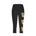 thumbnail image 4 of qelini Easter Leggings for Women Plus Size Cropped Pants Elastic Waist Bunny and Egg Print Ankle Pants Capris, 4 of 5