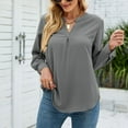 thumbnail image 4 of Defitshape Women's Long Sleeve Top Chiffon Shirt Spring Loose Fit Elegant V Neck Summer Comfy Fashion Blouse Top Grey Medium, 4 of 4
