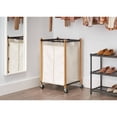 thumbnail image 3 of TRINITY BASICS® 2-Bag Bamboo Laundry Cart - Bronze Poles, 3 of 7