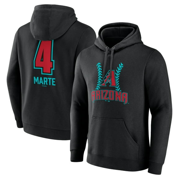 Men's Ketel Marte Black Arizona Diamondbacks Name & Number Fastball Pullover Hoodie