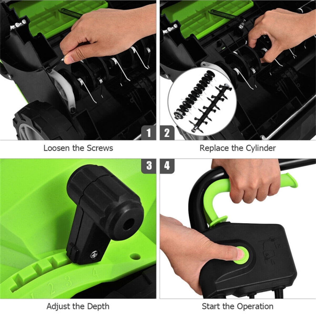 High Quality 13" Electric Lawn Dethatcher w/  Collection Bag and Removable Blades -Green