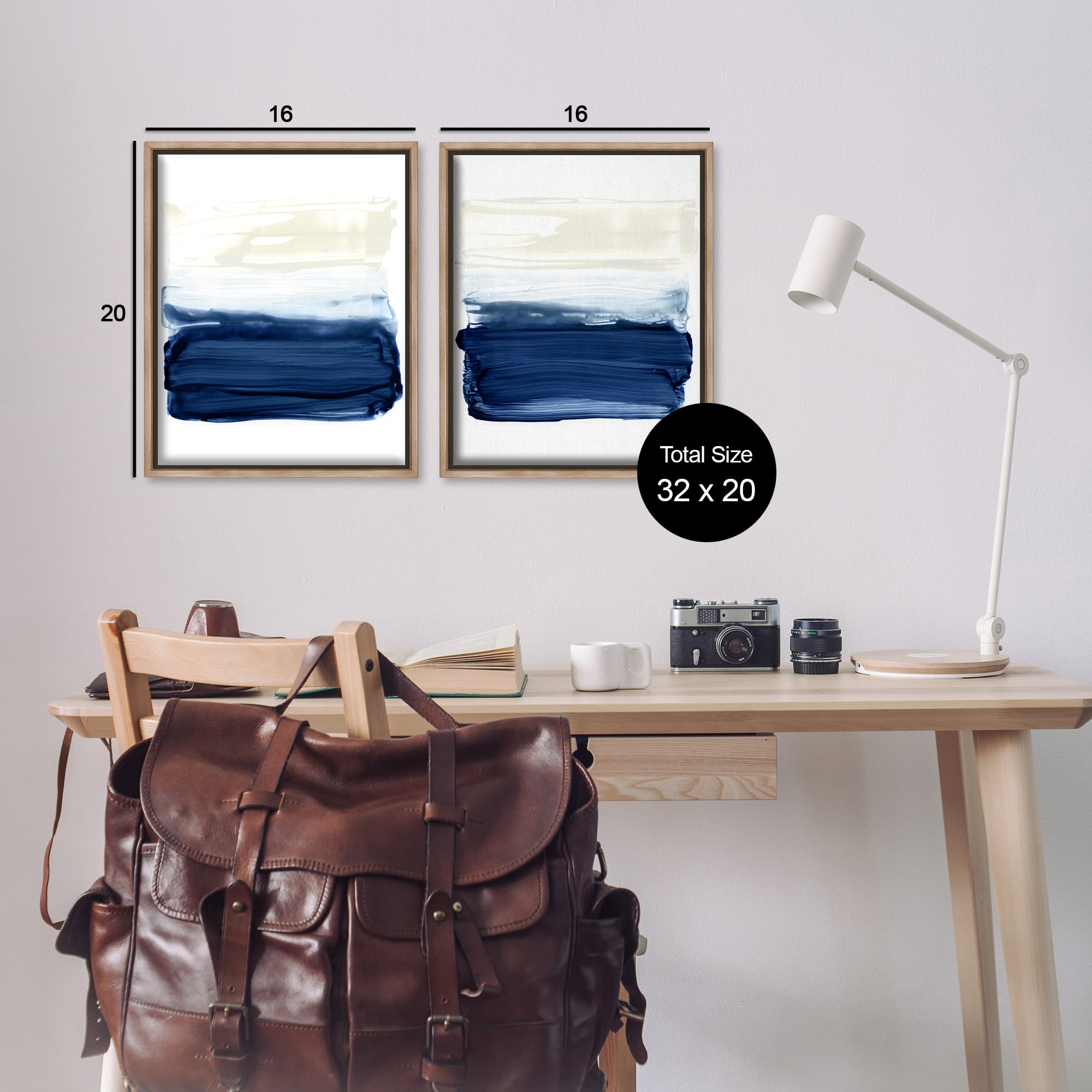 Stupell Industries Coastal Brushstrokes Abstract Beach Abstract Painting Brown Floater Framed Canvas Art Print Wall Art, 17 x 21, Set of 2