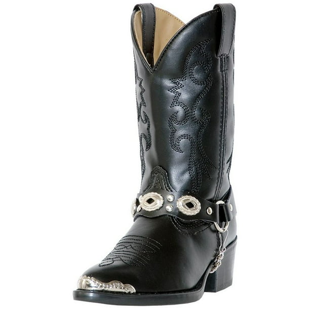 Laredo Western Boots Boys Kids Little Concho Cowboy Heel Black LC3200 ...
