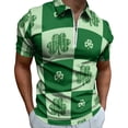thumbnail image 2 of Mens Polo Shirts St. Patrick's Day Shamrock Print Lapel Zipper Short Sleeve Casual Festive Top Golf Shirts Green L, 2 of 6