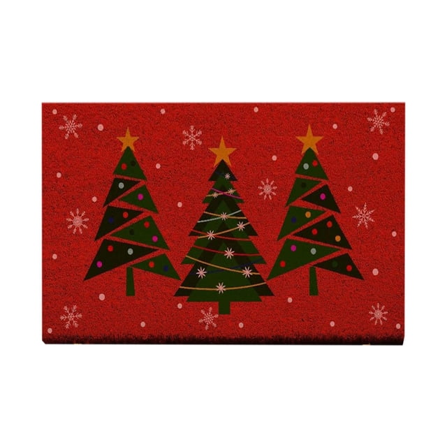 Christmas Floor Mat 16.54 in x 29.53 in Multicolor Polyester Bathroom Floor Mat for Home