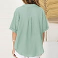 thumbnail image 4 of Kaemgyyd Womens Button down Shirts Rolled up Half Sleeve Cotton Linen Beach Vaction Tops Wrinkle Free Loose Fit Side Slit Blouse, 4 of 7