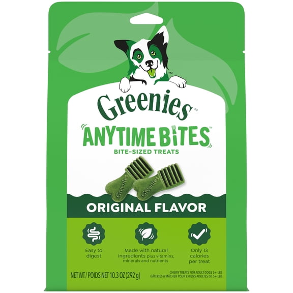 Greenies Anytime Bites Original Flavor Bite-Size Dental Chew Treats for Dogs, 10.3 oz Pouch