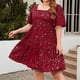 thumbnail image 1 of Vestido Suelto Vestido de línea A Mujer Hasta la rodilla Lentejuelas de gran tamaño Citas de vacaciones (Rojo 4XL) Ygjytge para Mujer Rojo T XL, 1 of 6