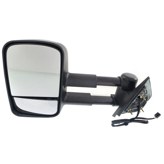 Kool Vue Towing Mirror Compatible With 2007-2014 Chevrolet Tahoe 2007-2013 GMC Sierra 1500 Left Driver Side Heated w/ Blind Spot Corner Glass Textured Black