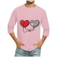 thumbnail image 3 of Jinhomg Mens Thin Holiday Tops Novelty Funny Valentine's Day Love Heart Tees Big and Tall Comfy 3/4 Sleeve Crew Neck T-Shirt Dating Wear Lightning Deals Pink L, 3 of 6
