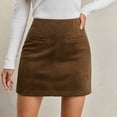 thumbnail image 5 of IUYRTFE Women's Faux Suede Mini Skirt – High-Waist Zip-Up A-Line Short Skirt for Fall, Winter, and Casual Daily Wear, 5 of 8