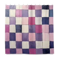 Yayeee Shower Curtain with Hooks 72"x72" Waterproof Fabric Bathroom Hanging Decor, Pink and Purple Plaid Pattern