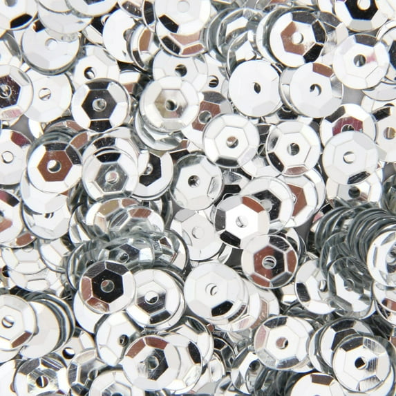 Threadart Loose Cup Metallic Sequins - 6mm - Silver - 5 Gross (720 pcs/pk) - 2 Sizes and 12 Colors Available