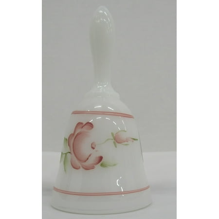 Fenton Key - Fenton Bell White Handpainted w/Roses